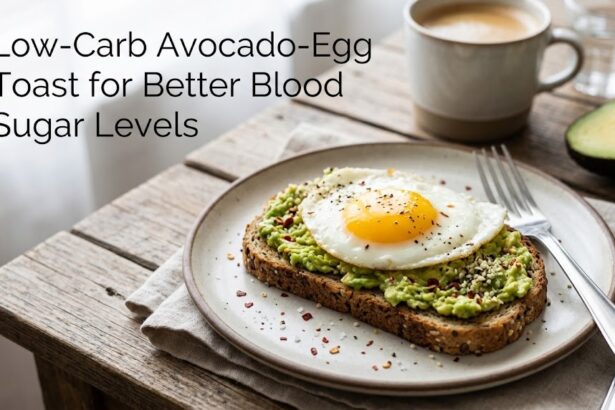 A clean, natural, high-resolution 16:9 photograph of a plain dish featuring a single slice of whole-wheat toast topped with mashed avocado and a fried egg, with no text overlays or infographics.