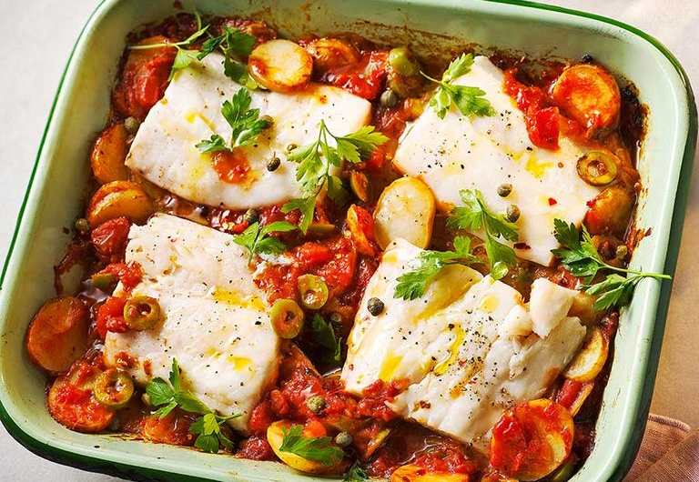 Puttanesca Fish Tray Bake