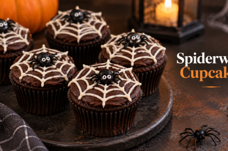 Low-Carb Halloween Spiderweb Cupcakes