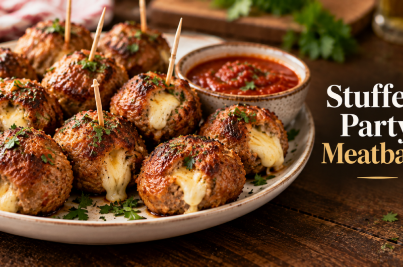 Low-Carb Halloween Cheese Stuffed Party Meatballs